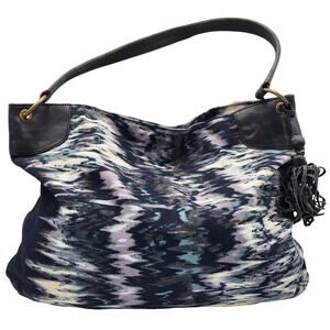 Banana Republic Tie-dye Hobo Shoulder Bag Multicolored Canvas Leather Strap
